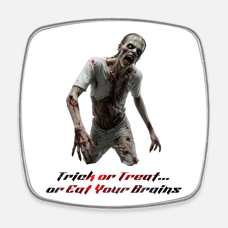 Terrifiant Zombie Walker - Conception d’horreur d’Halloween - Magnet carré - blanc