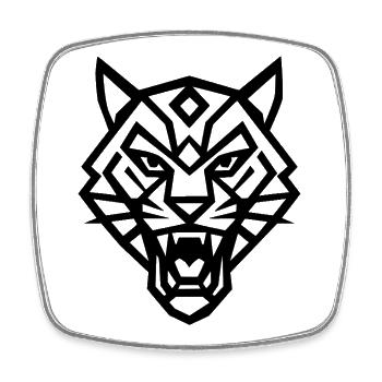 Geometric Tiger – Essential Black Lines - Square fridge magnet - white - Front
