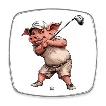 Cochon de golf - Magnet carré - blanc - Devant