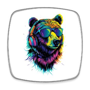 Brown Bear, Grizzly Bear, Bear Brothers, Forest, Wild Bears - Square fridge magnet - white - Front