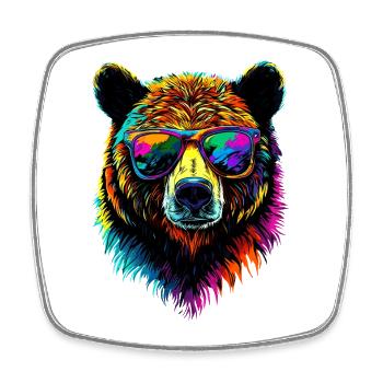 Brown Bear, Grizzly Bear, Bear Brothers, Forest, Wild Bears - Square fridge magnet - white - Front