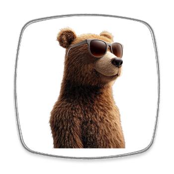 Brown Bear, Grizzly Bear, Bear Brothers, Forest, Wild Bears - Square fridge magnet - white - Front