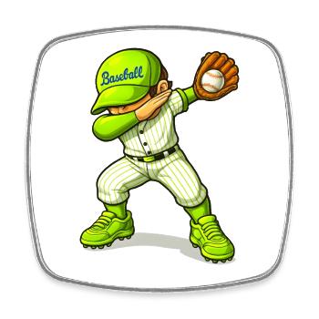 Baseball Baseball-Spieler - Viereckiger Kühlschrankmagnet - Weiß - Vorne