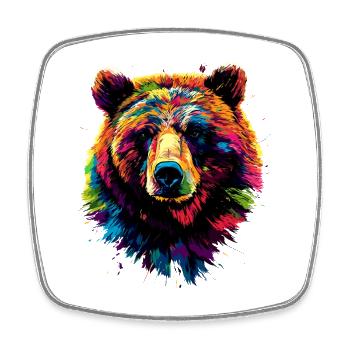 Brown Bear, Grizzly Bear, Bear Brothers, Forest, Wild Bears - Square fridge magnet - white - Front