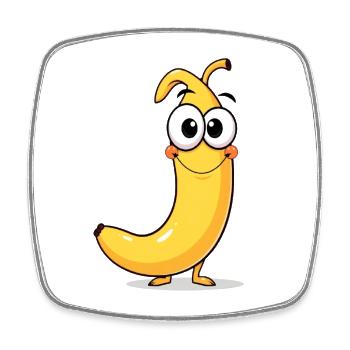 Playful banana with big eyes - Square fridge magnet - white - Front
