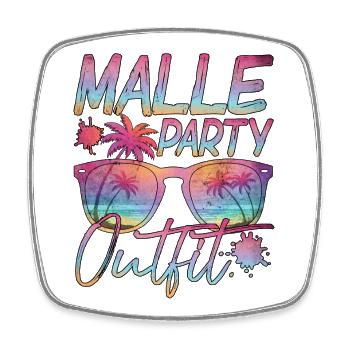 Malle Party Outift mit Palmen und Sonnenbrille - Viereckiger Kühlschrankmagnet - Weiß - Vorne