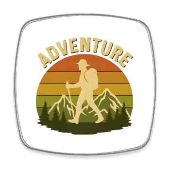 Wandern Wanderer Retro - Viereckiger Kühlschrankmagnet - Weiß - Vorne