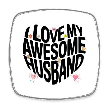 Awesome Husband Love Shirt - Retro süße Cartoon St - Viereckiger Kühlschrankmagnet - Weiß - Vorne