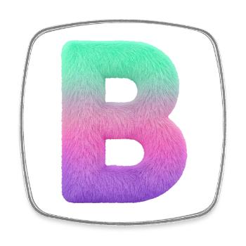 Buchstabe B mit Fell und Pastell Farbverlauf - Viereckiger Kühlschrankmagnet - Weiß - Vorne