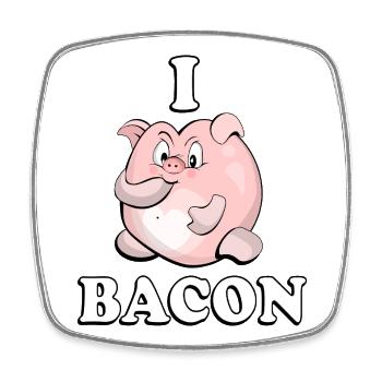 Bacon Pig - Square fridge magnet - white - Front