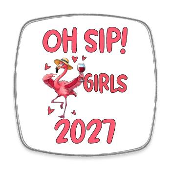 Flamant rose Voyage Femme 2027 - Magnet carré - blanc - Devant