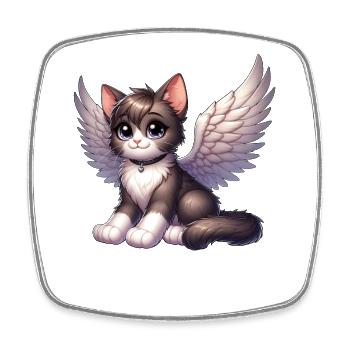 Mignon chat ange ailes dessin animé - Magnet carré - blanc - Devant