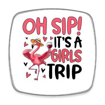 Pink Flamingo Drinking Fun Design - Square fridge magnet - white - Front
