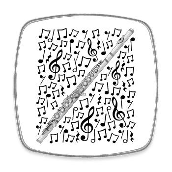 Flöte Noten Flötist Holzbläser Musiker - Viereckiger Kühlschrankmagnet - Weiß - Vorne