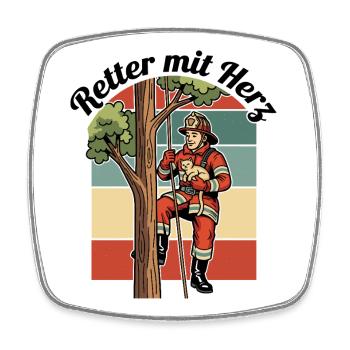 Retter mit Herz - Viereckiger Kühlschrankmagnet - Weiß - Vorne