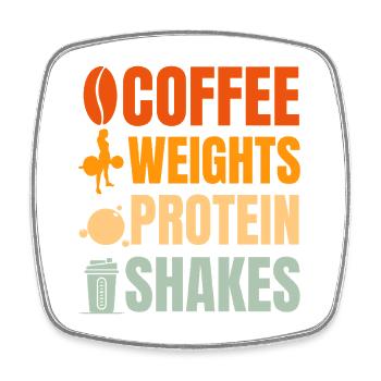 Coffee Weights And Protein Shakes - Weightlifting  - Magnet carré - blanc - Devant