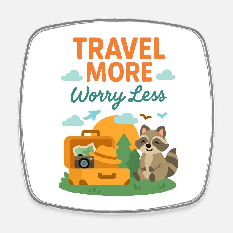 Travel More Worry Less - Square fridge magnet - white