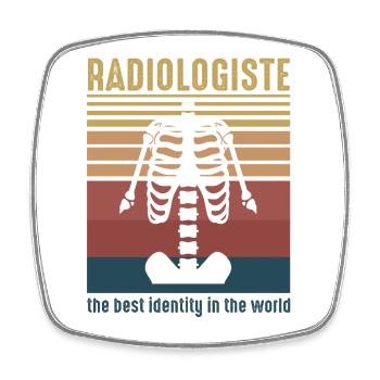 Retro Anatomie Radiologe Skelett - Viereckiger Kühlschrankmagnet - Weiß - Vorne