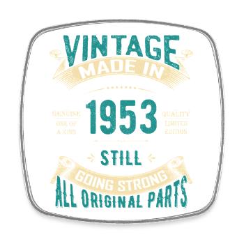 Vintage 1953 Inspired Typography Design - Square fridge magnet - white - Front