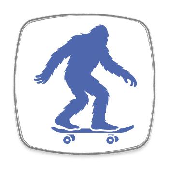 Bigfoot Sasquatch Skateboard Silhouette Minimalist - Viereckiger Kühlschrankmagnet - Weiß - Vorne