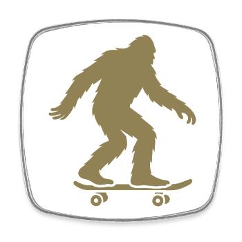 Bigfoot Sasquatch Skateboard Silhouette Minimalist - Viereckiger Kühlschrankmagnet - Weiß - Vorne