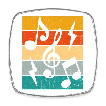 Music Notes Retro - Square fridge magnet - white - Front