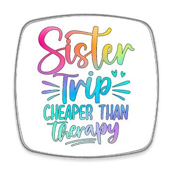 Sister Trip lettering with rainbow colors - Square fridge magnet - white - Front