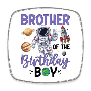 Conception d'anniversaire Space Brother - Magnet carré - blanc - Devant