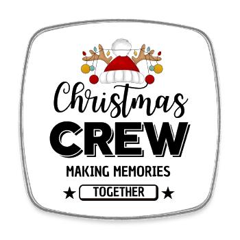 christmas crew, Festive Reindeer Santa Hat Design - Square fridge magnet - white - Front