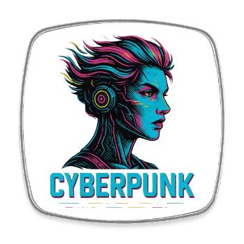 Portrait de femmes cyberpunk avec des couleurs néon - Magnet carré - blanc - Devant