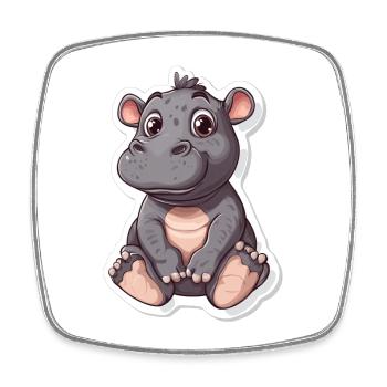Hippopotamus - Square fridge magnet - white - Front