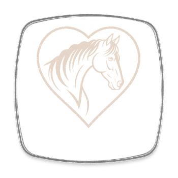 Silhouette de cœur et de cheval - Magnet carré - blanc - Devant
