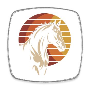 Elegant horse design in sunset style - Square fridge magnet - white - Front