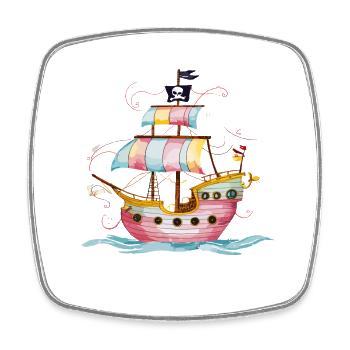 Bateau pirate imaginatif en haute mer avec - Magnet carré - blanc - Devant