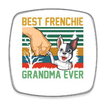 Frenchie Oma Vintage Französische Bulldogge Oma - Viereckiger Kühlschrankmagnet - Weiß - Vorne