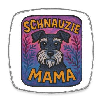 Schnauzie Mama Künstlerische Illustration - Viereckiger Kühlschrankmagnet - Weiß - Vorne