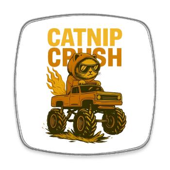 Monstertruck Katze - Viereckiger Kühlschrankmagnet - Weiß - Vorne