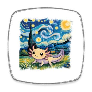 Axolotl fantaisiste sous la nuit étoilée - Magnet carré - blanc - Devant
