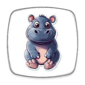 Hippopotamus - Square fridge magnet - white - Front