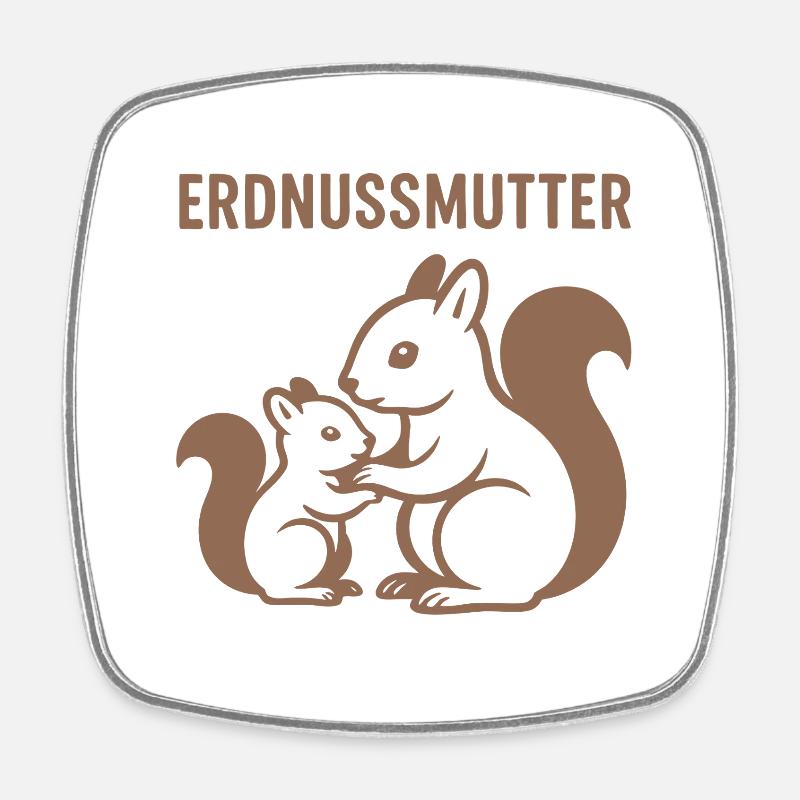 Erdnussmutter mit Eichhörnchenmotiv - Viereckiger Kühlschrankmagnet - Weiß