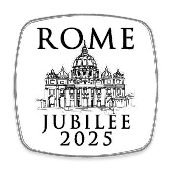 Jubiläum Rom 2025 und Vatikan St. Peter v2 - Viereckiger Kühlschrankmagnet - Weiß - Vorne