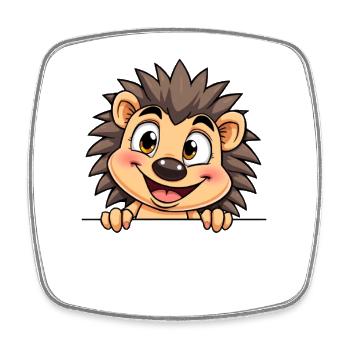 Süßer Igel schaut hervor: Cartoon-Tierillustration - Viereckiger Kühlschrankmagnet - Weiß - Vorne