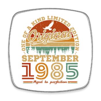 Vintage Birthday Gift Born In September 1985 - Square fridge magnet - white - Front