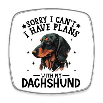 Dachshund Portrait Artistic Illustration - Square fridge magnet - white - Front