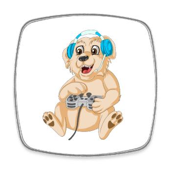 Playful Gaming Dog golden retriever - Square fridge magnet - white - Front