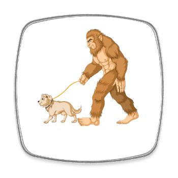 Bigfoot mythique et Friendly Dog golden retriever - Magnet carré - blanc - Devant