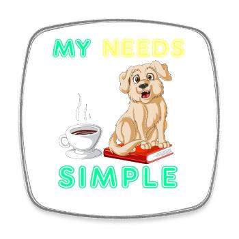 Cute Golden Retriever and Coffee Inspirational  - Square fridge magnet - white - Front