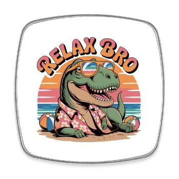 Relax Bro Dinosaurier Strandmuster - Viereckiger Kühlschrankmagnet - Weiß - Vorne