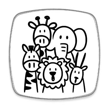 Safari Tiere Illustration Kinder - Viereckiger Kühlschrankmagnet - Weiß - Vorne
