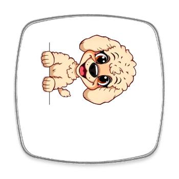 Cute poodle looking out cartoon animal illustration - Square fridge magnet - white - Front